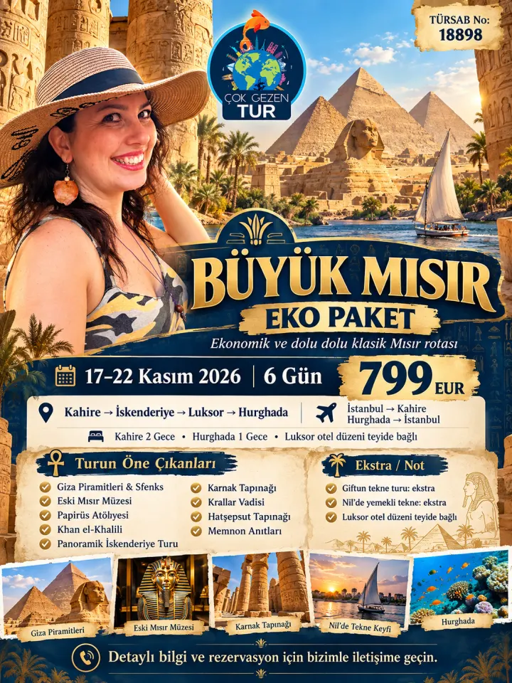 BÜYÜK MISIR 17-22 KASIM 2026 | 6 GÜNLÜK YOLCULUK HURGHADA • LUKSOR • KAHİRE • İSKENDERİYE